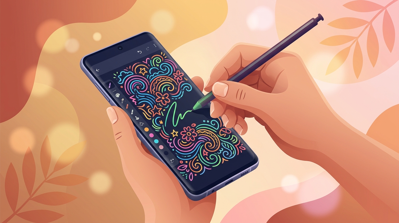 Mobile drawing with finger and stylus illustration