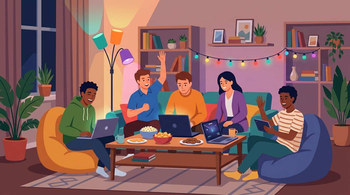 Large group virtual event illustration